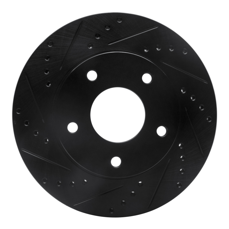 Chevrolet Blazer Brake Rotor (1) - Front Left - R1 Concepts - Drilled & Slotted - Black - `97-`05